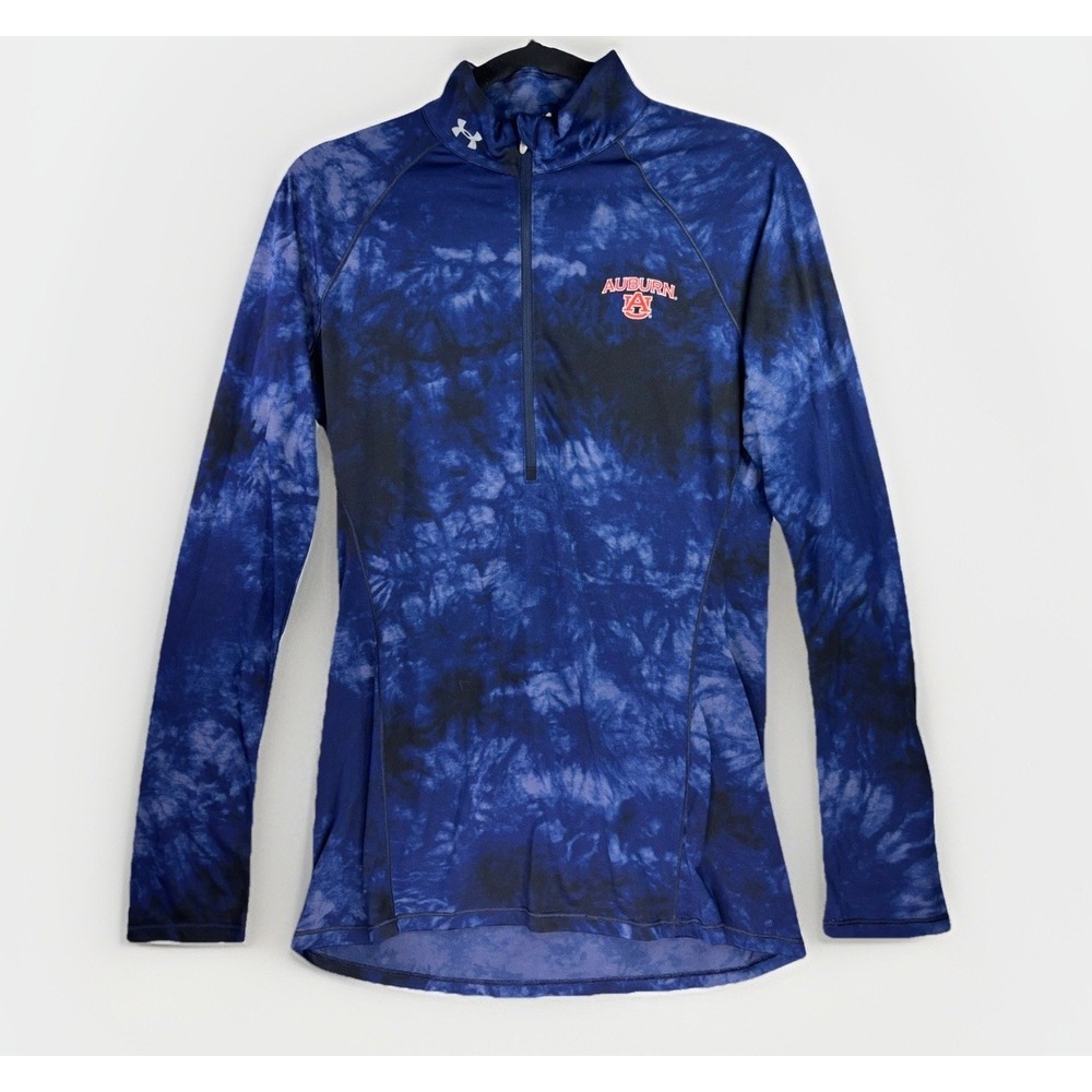 Under Armour Auburn Tigers Pullover Women Small Blue Tie Dye 1/4 Zip
